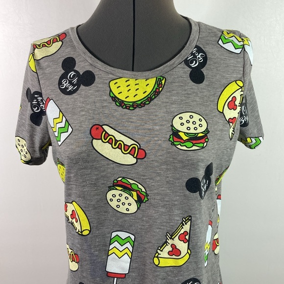 Disney Food Graphic Tee Shirt Size Large Gray Pull Over Short Sleeve - Picture 2 of 8